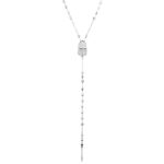 collana rosario cavaliere con pietre bianche e lancia donna gioielli ellius