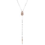 collana rosario cavaliere rosè con pietre bianche e lancia donna gioielli ellius