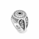 Anello Natività Templari Uomo Pietra Nera Argento Gioielli Ellius
