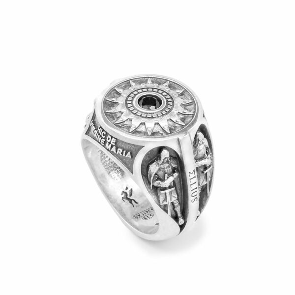 Anello Natività Templari Uomo Pietra Nera Argento Gioielli Ellius