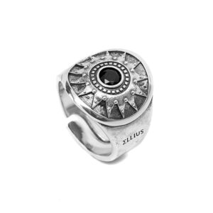 Anello Natività uomo pietra nera argento ellius