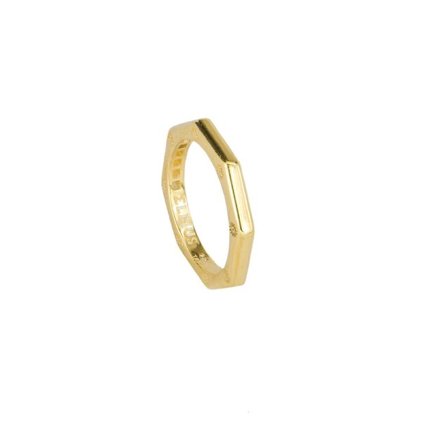 anello ottagono dorato liscio solaris donna gioielli argento ellius