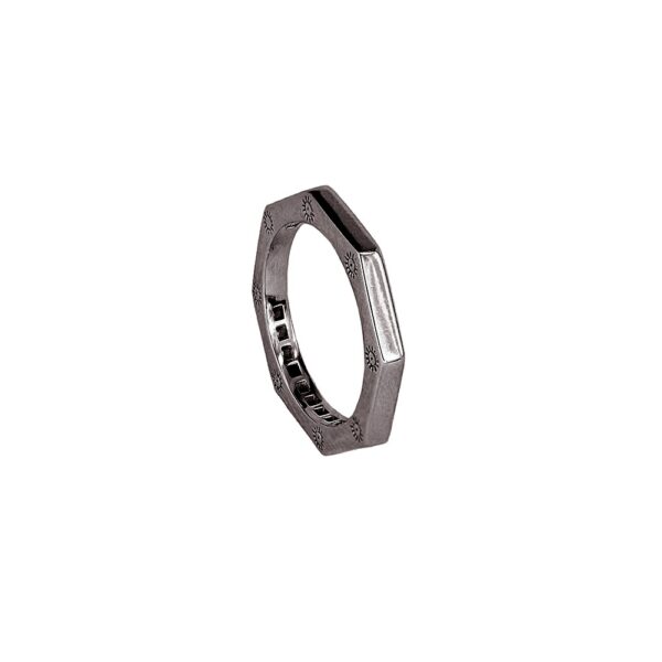 anello ottagono rutenio liscio solaris donna gioielli argento ellius