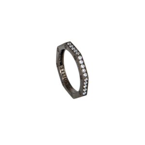 anello ottagono rutenio pietre bianche solaris donna gioielli argento ellius