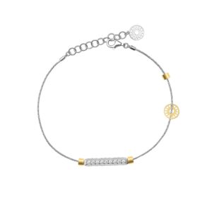bracciale donna 1 raggio rodio pietre bianche solaris gioielli argento ellius