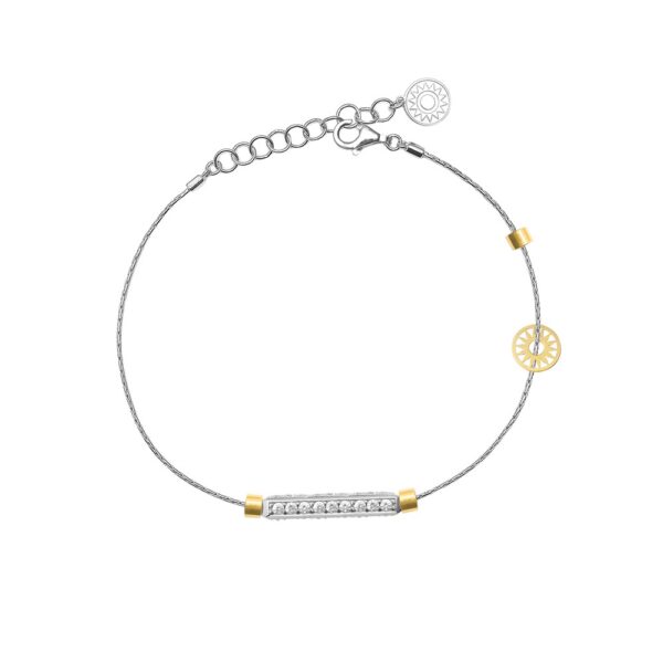 bracciale donna 1 raggio rodio pietre bianche solaris gioielli argento ellius