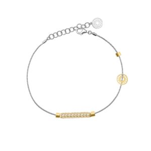 bracciale donna 1 raggio rodio pietre champagne solaris gioielli argento ellius