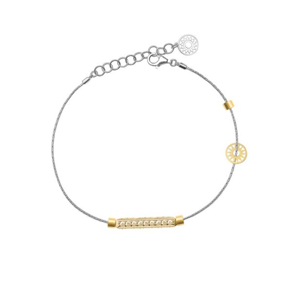 bracciale donna 1 raggio rodio pietre champagne solaris gioielli argento ellius