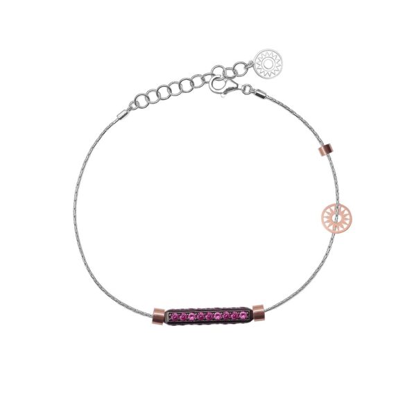 bracciale donna 1 raggio rodio pietre ruby solaris gioielli argento ellius