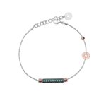 bracciale donna 1 raggio rodio pietre verdi solaris gioielli argento ellius