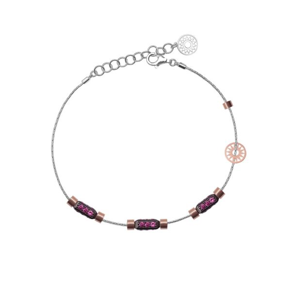 bracciale donna 3 raggi rodio pietre ruby solaris gioielli argento ellius