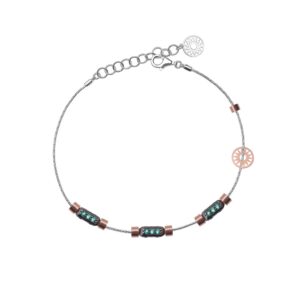 bracciale donna 3 raggi rodio pietre verdi solaris gioielli argento ellius