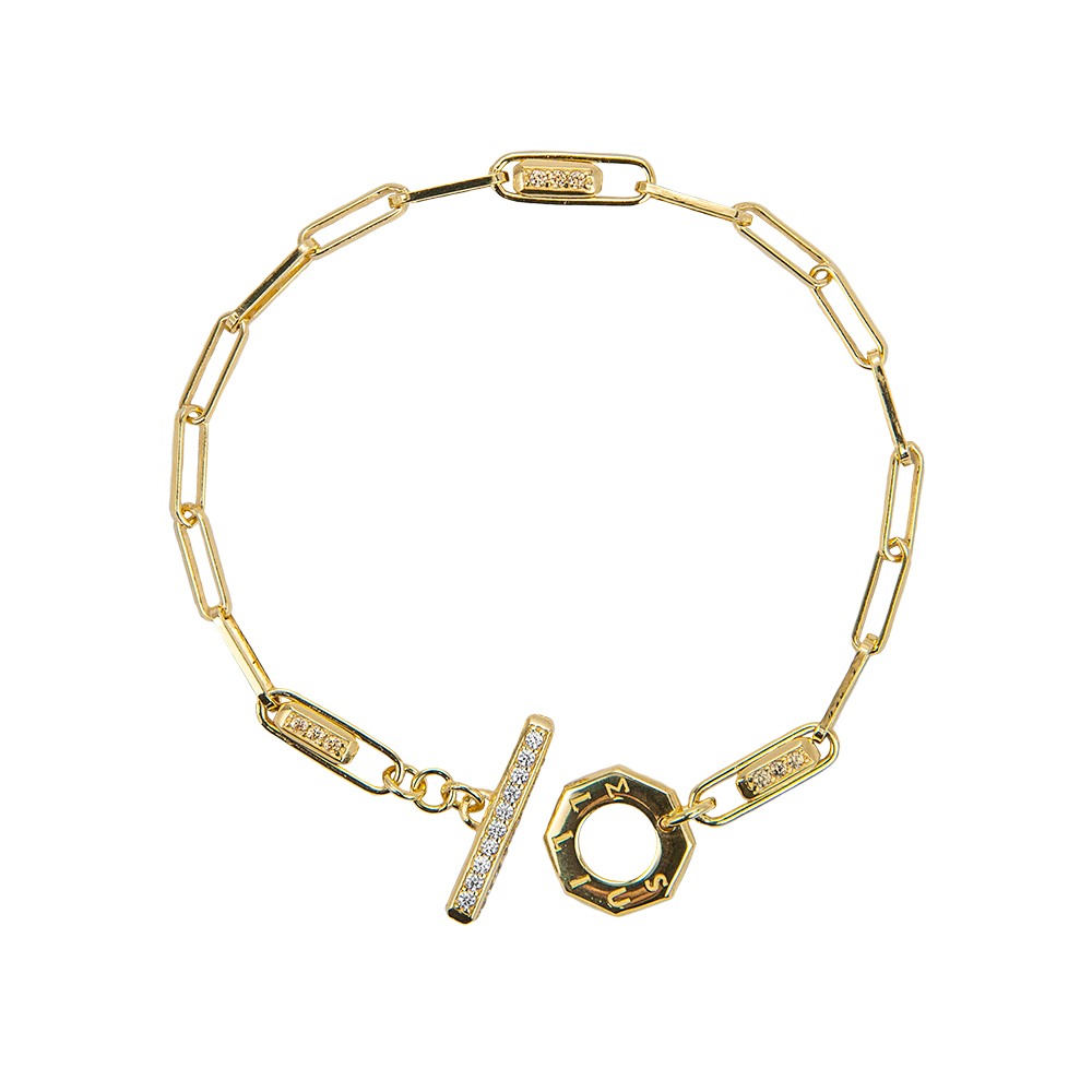 bracciale donna catena tbar dorato pietre champagne e bianche solaris gioielli argento ellius