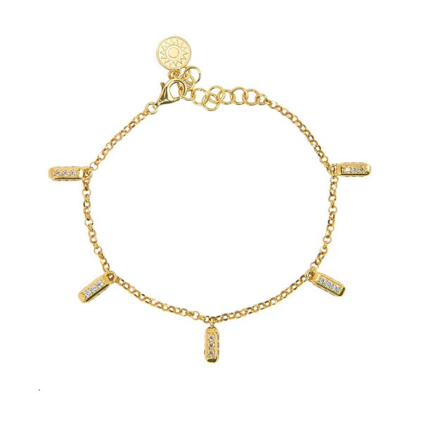 bracciale donna ciondoli raggi mini dorato pietre champagne e bianche solaris gioielli argento ellius