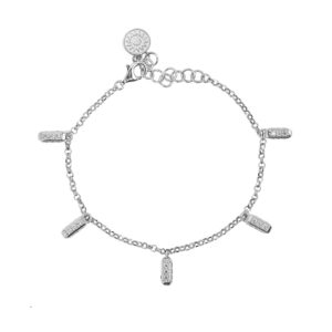bracciale donna ciondoli raggi mini rodio pietre bianche solaris gioielli argento ellius