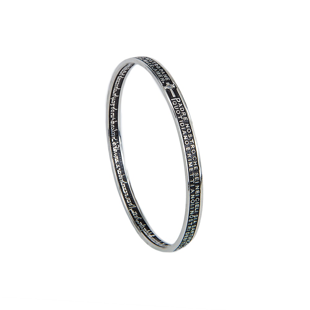 bracciale donna rigido rodio pietre bianche era gioielli argento ellius