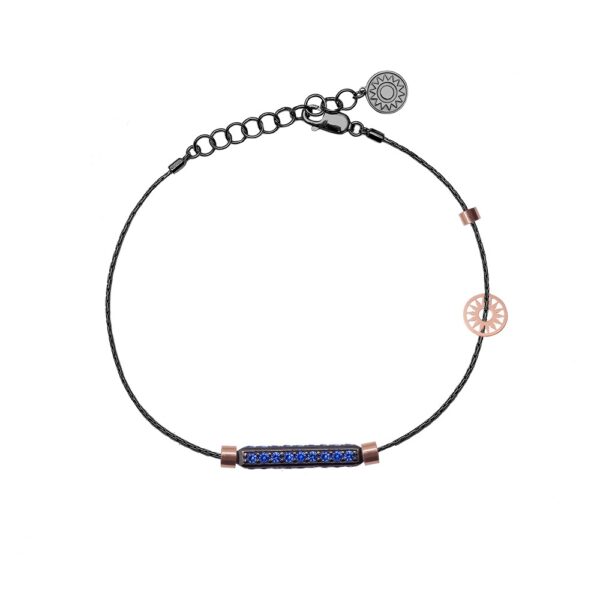 bracciale uomo 1 raggio rutenio pietre blu solaris gioielli argento ellius