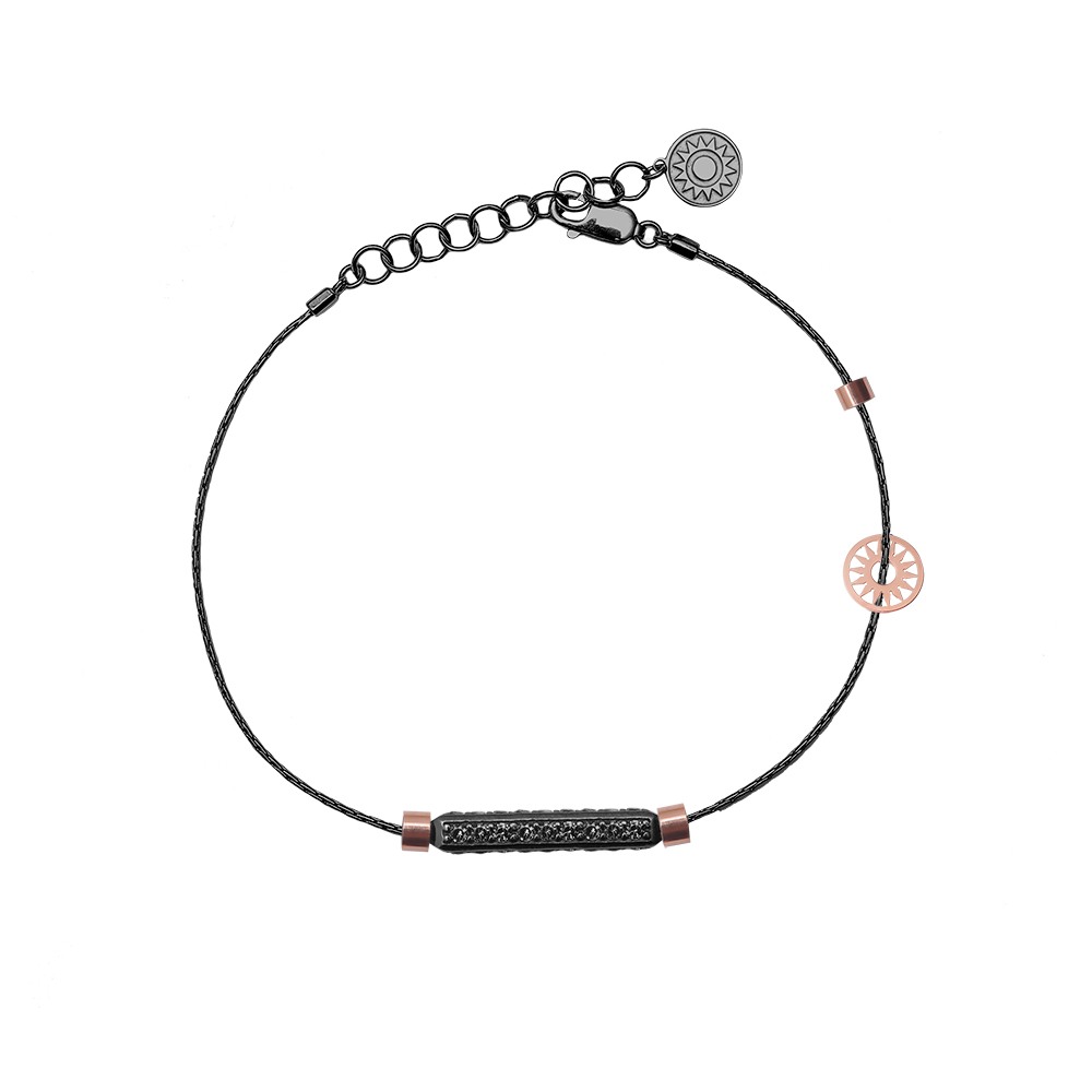 bracciale uomo 1 raggio rutenio pietre nere solaris gioielli argento ellius