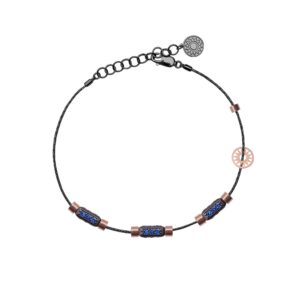 bracciale uomo 3 raggi rutenio pietre blu solaris gioielli argento ellius