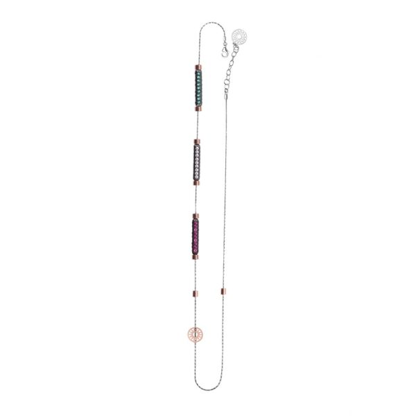 collana donna 3 raggio rodio pietre ruby bianche e verde solaris gioielli argento ellius