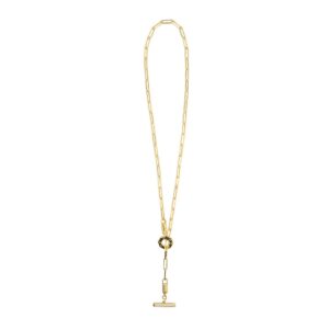 collana donna catena tbar dorato pietre champagne e bianche solaris gioielli argento ellius