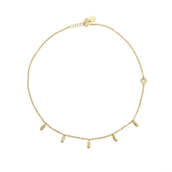 collana donna ciondoli raggi mini dorata pietre bianche e champagne solaris gioielli argento ellius