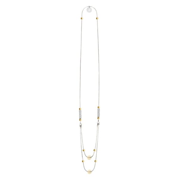 collana donna doppia rodio pietre bianche solaris gioielli argento ellius