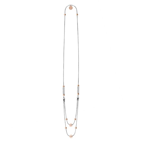 collana donna doppia rutenio pietre bianche solaris gioielli argento ellius