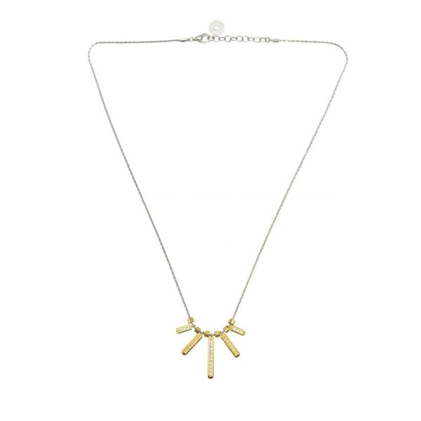 collana donna raggi a scalare dorata pietre champagne e bianche solaris gioielli argento ellius