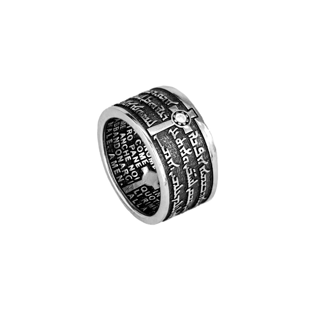 anello donna a fascia rodio pietra bianca era gioielli argento ellius