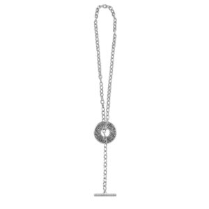collana donna catena tbar rodio pietre bianche era gioielli argento ellius