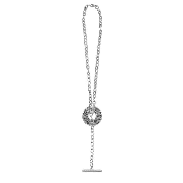 collana donna catena tbar rodio pietre bianche era gioielli argento ellius