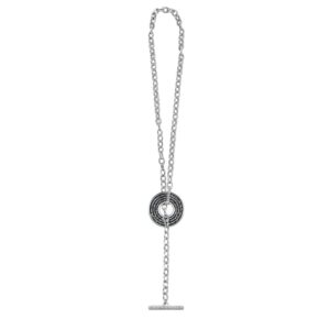 collana donna catena tbar rodio pietre bianche era gioielli argento ellius retro