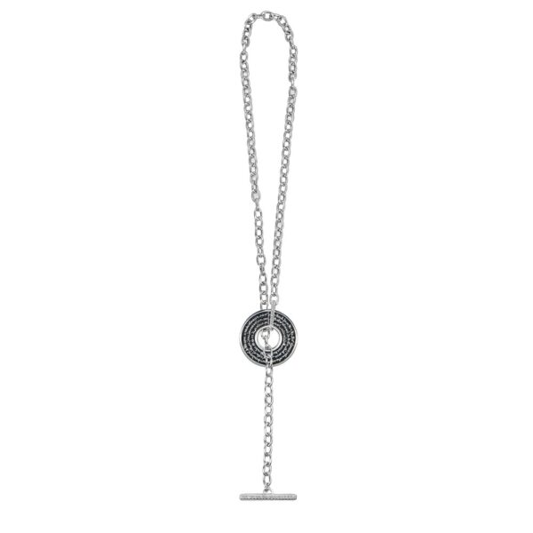 collana donna catena tbar rodio pietre bianche era gioielli argento ellius retro