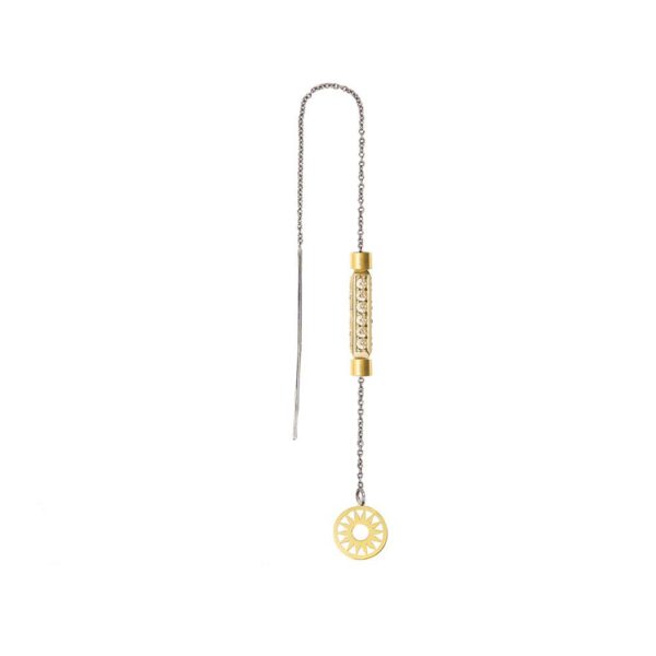 orecchino donna catena dorato pietre champagne solaris gioielli argento ellius