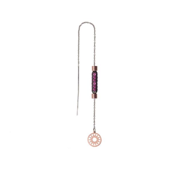 orecchino donna catena rutenio pietre ruby solaris gioielli argento ellius