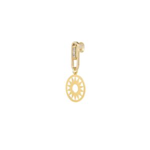 orecchino donna maglia con sole dorato pietre bianche solaris argento gioielli ellius