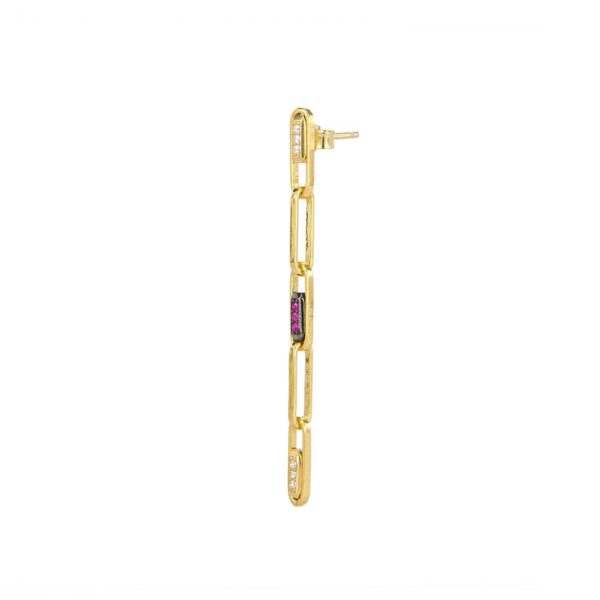 orecchino donna maglie dorato pietre ruby e bianche solaris gioielli argento ellius
