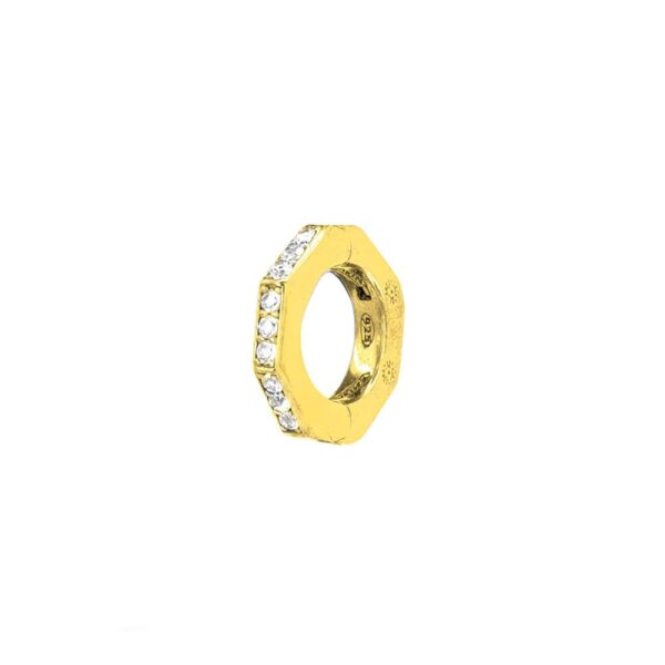 orecchino donna ottagono dorato pietre bianche solaris gioielli argento ellius