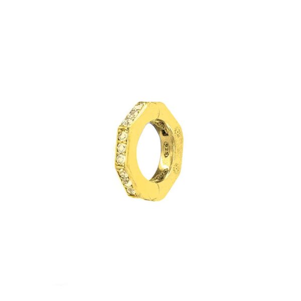 orecchino donna ottagono dorato pietre champane solaris gioielli argento ellius