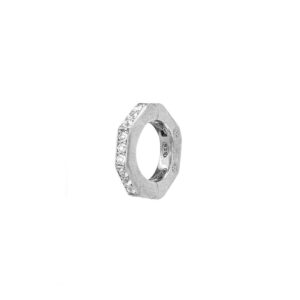 orecchino donna ottagono rodio pietre bianche solaris gioielli argento ellius