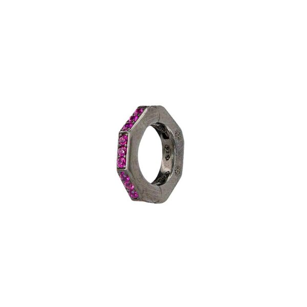 orecchino donna ottagono rutenio pietre ruby solaris gioielli argento ellius