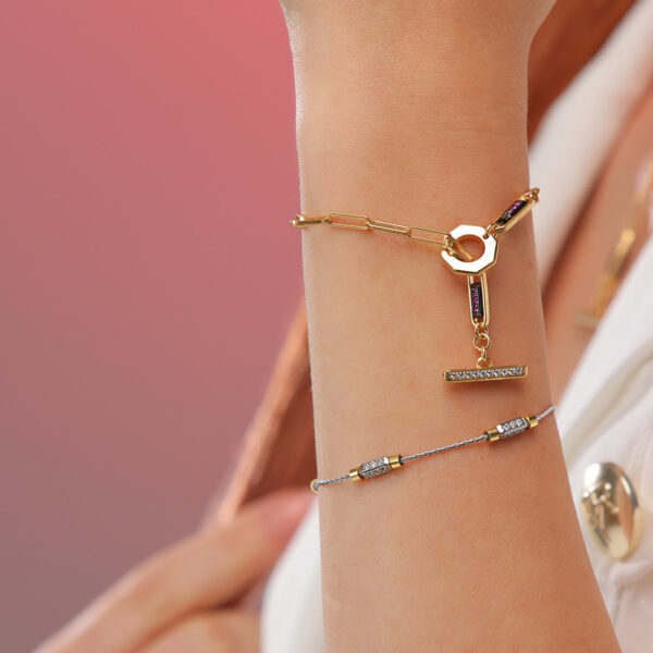 bracciale tbar e raggi indossati collezione solaris gioielli argento ellius