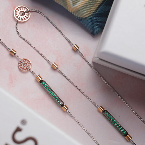 necklace and bracelet a ray green stones set collection solaris silver jewellery ellius