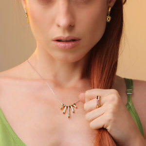 collana raggi a scalare indossati collezione solaris gioielli argento ellius