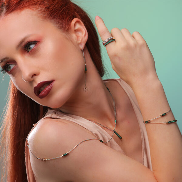 parure rays green stones worn collection solaris jewellery silver ellius