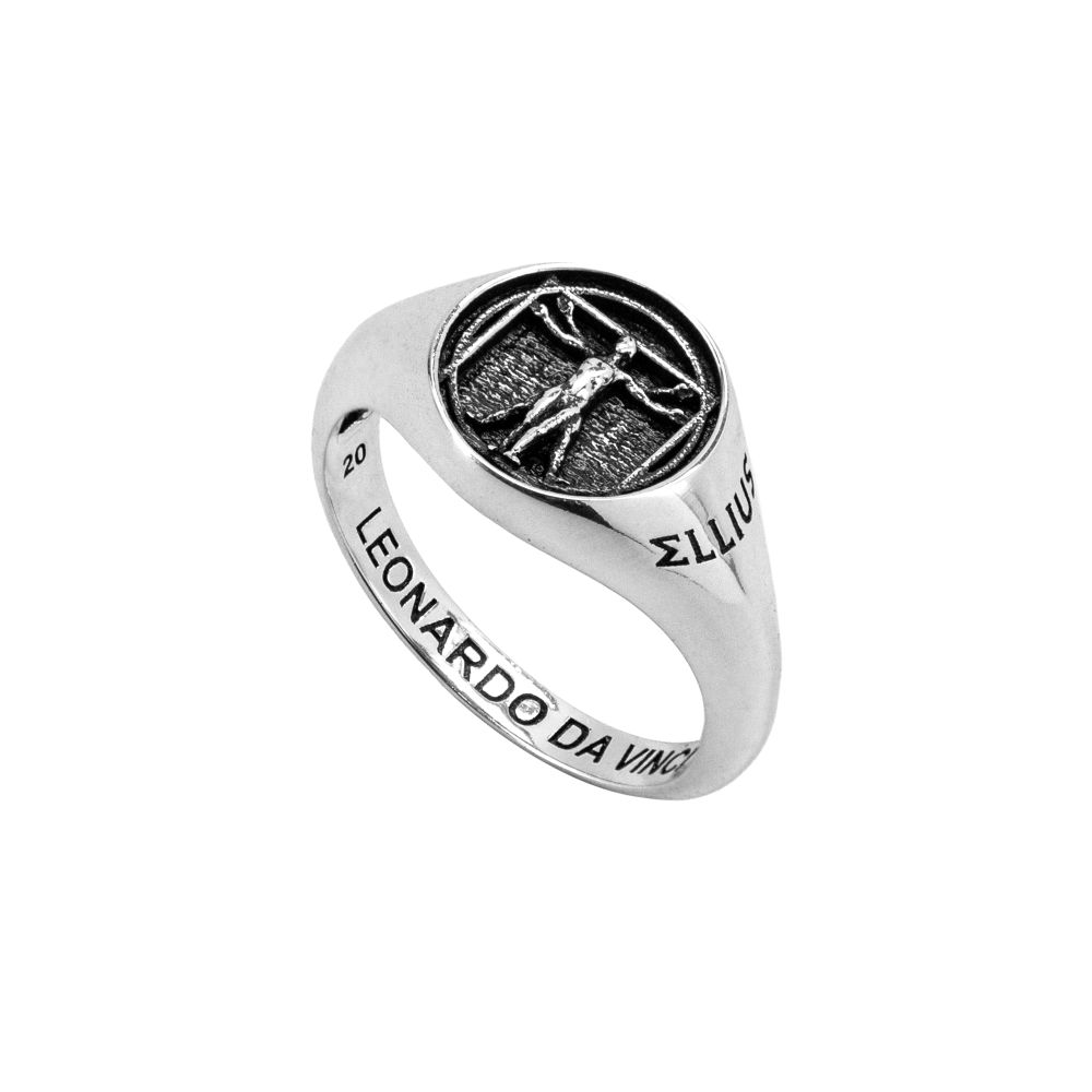 anello uomo vitruviano minimal lucido donna gioielli argento ellius