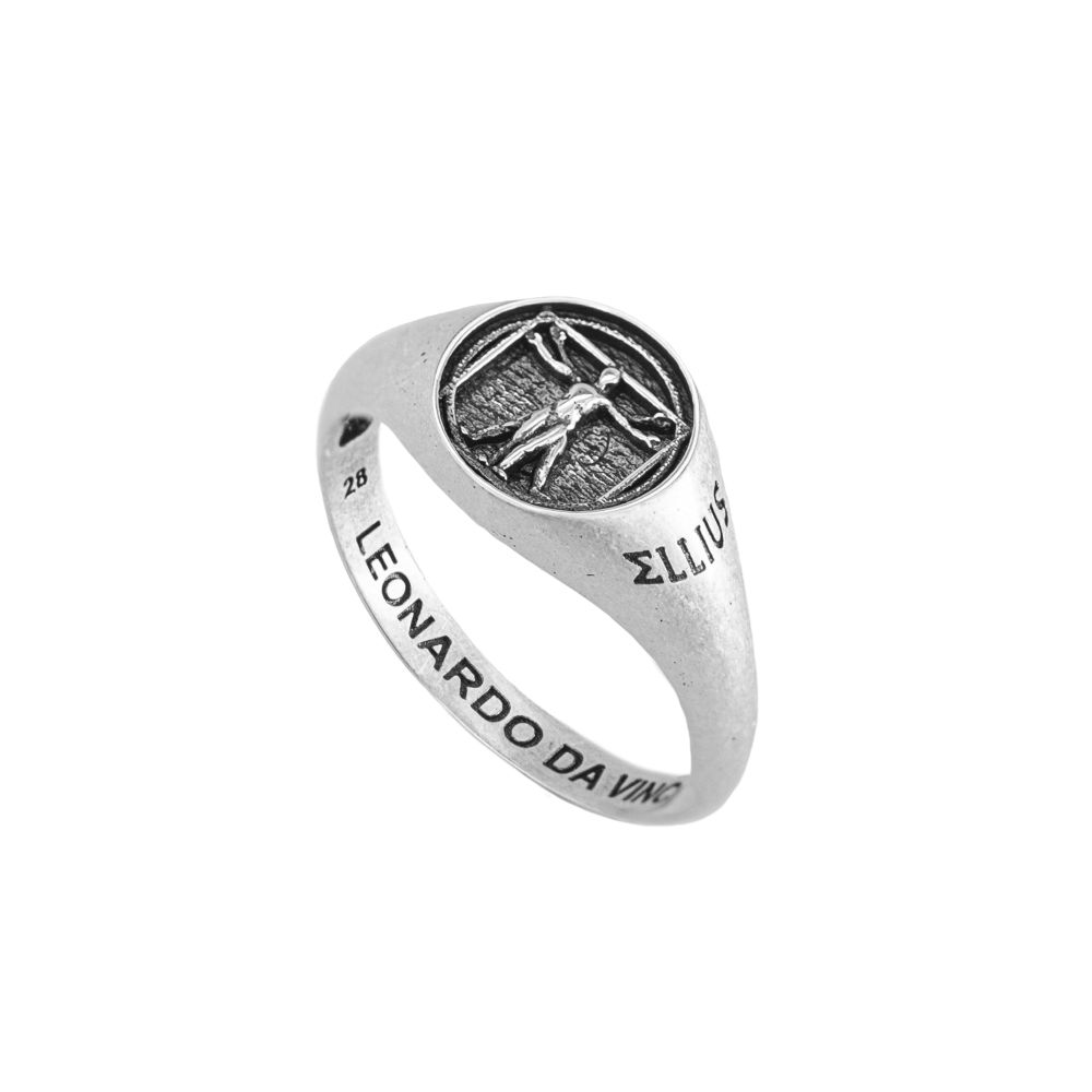 anello uomo vitruviano minimal uomo gioielli argento ellius