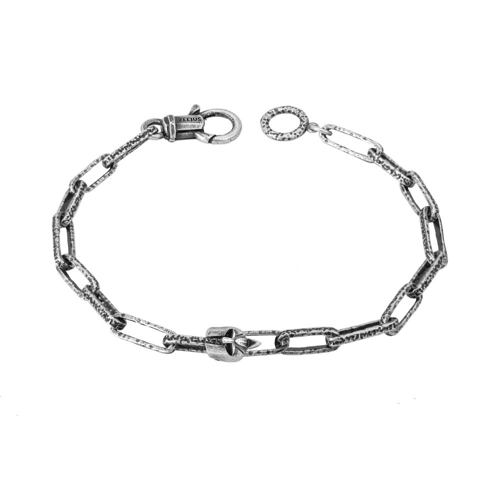 bracciale catena martellata con elmo gladiatore uomo gioielli argento ellius