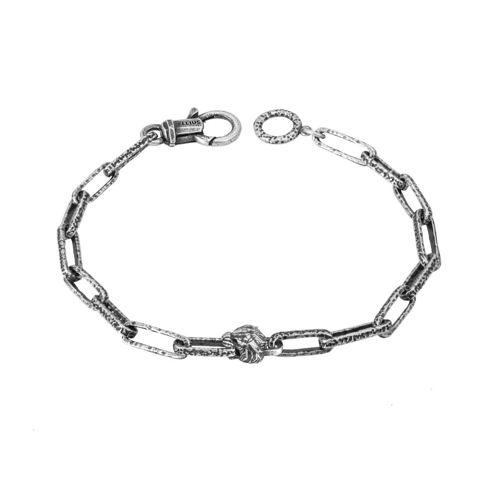 bracciale catena martellata con pantera uomo gioielli argento ellius
